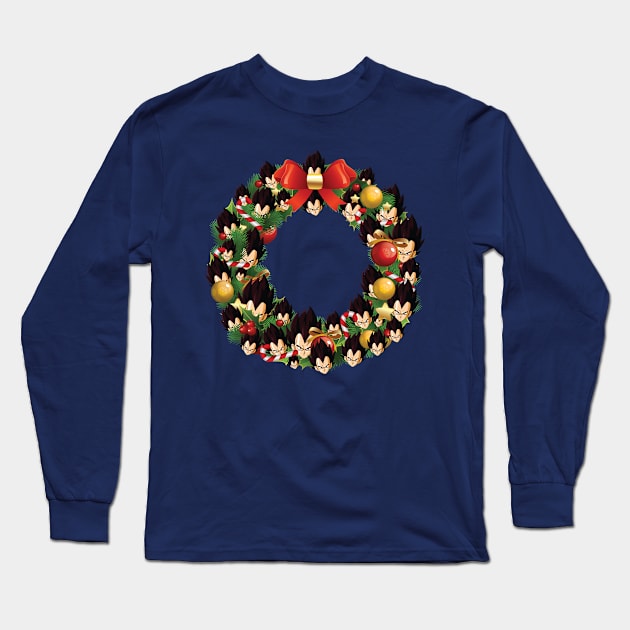 Vegeta Dragon Ball Z Multiface Christmas Wreath Long Sleeve T-Shirt by Rebus28